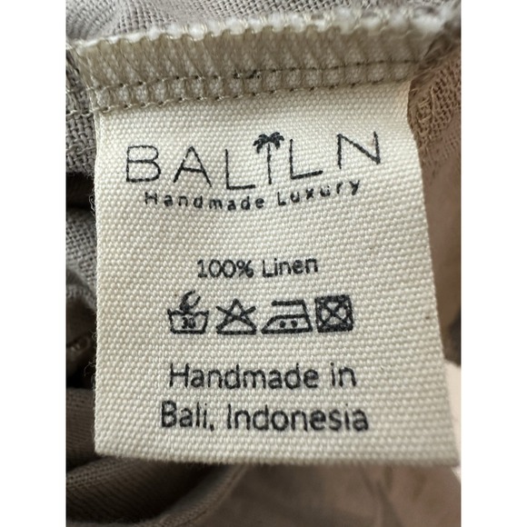 New BALILN Bali Lane Wide Leg Jumpsuit Women's Médium 100% Linen Short Sleeve - Picture 8 of 14